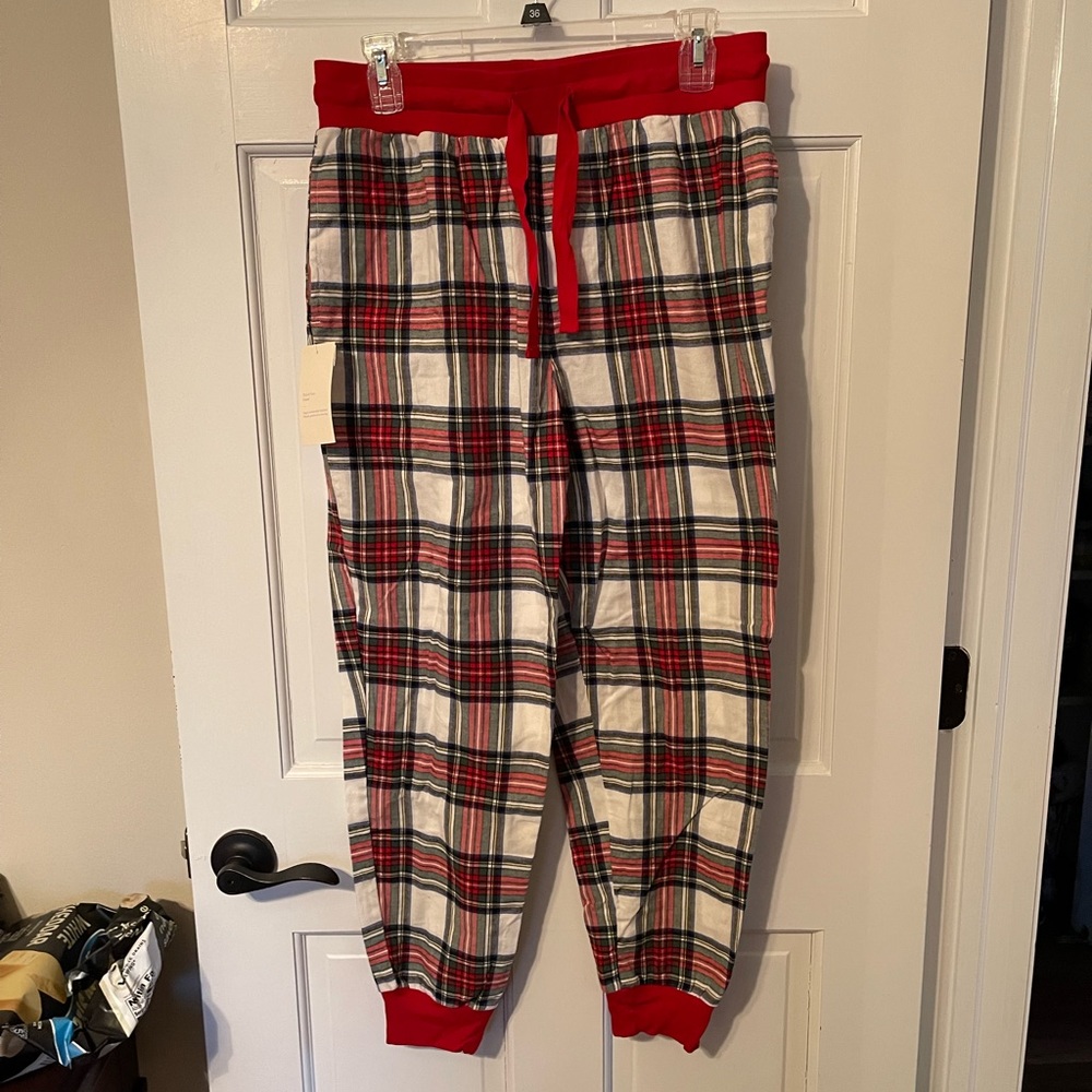 Stars above flannel plaid pajama joggers